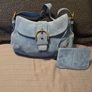 Coach Blue Suede Women's Bag Set